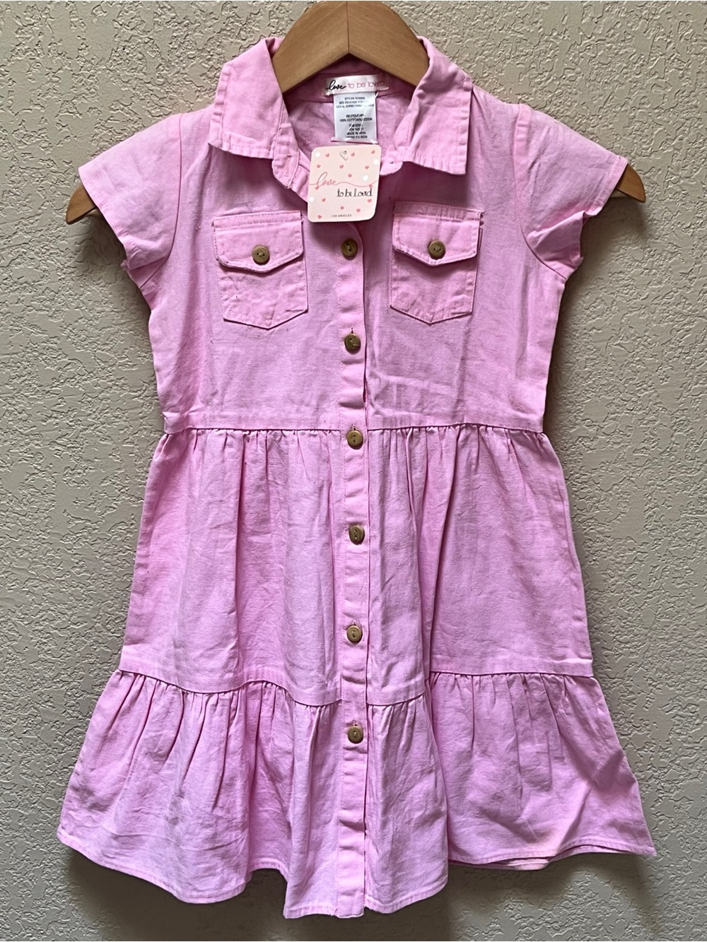 Girl Love To Be Loved Pink Buttoned Dress Girl Size-6X